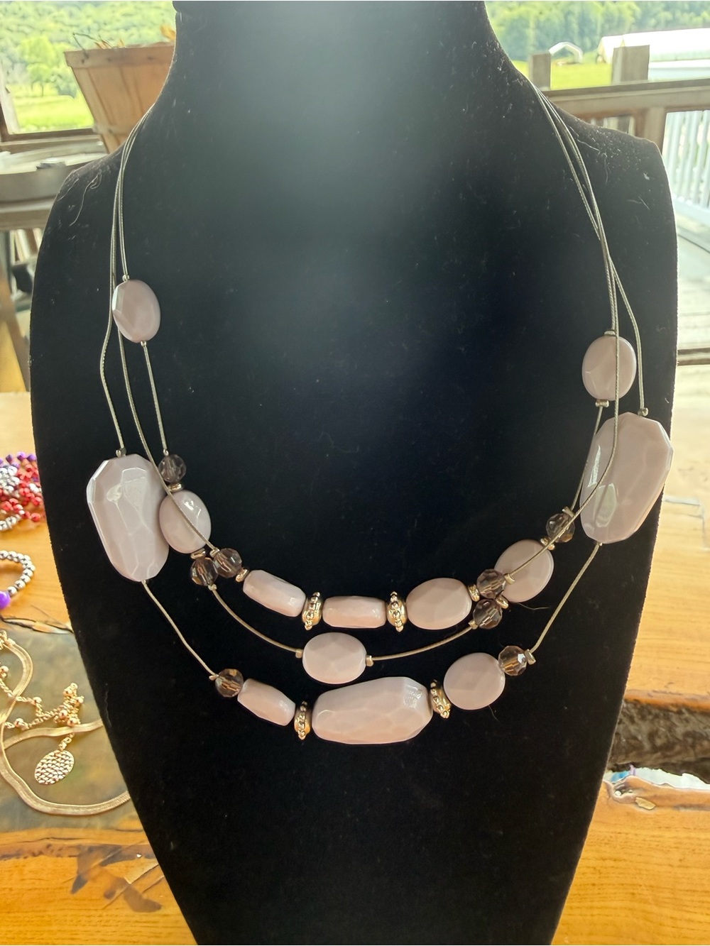 Multi-Strand light purple Beaded Necklace